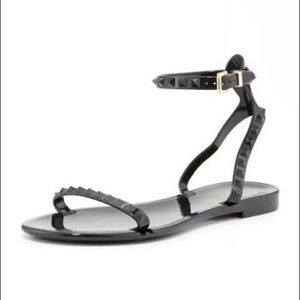 Valentino Rockstud Ankle-Wrap Jelly Sandal